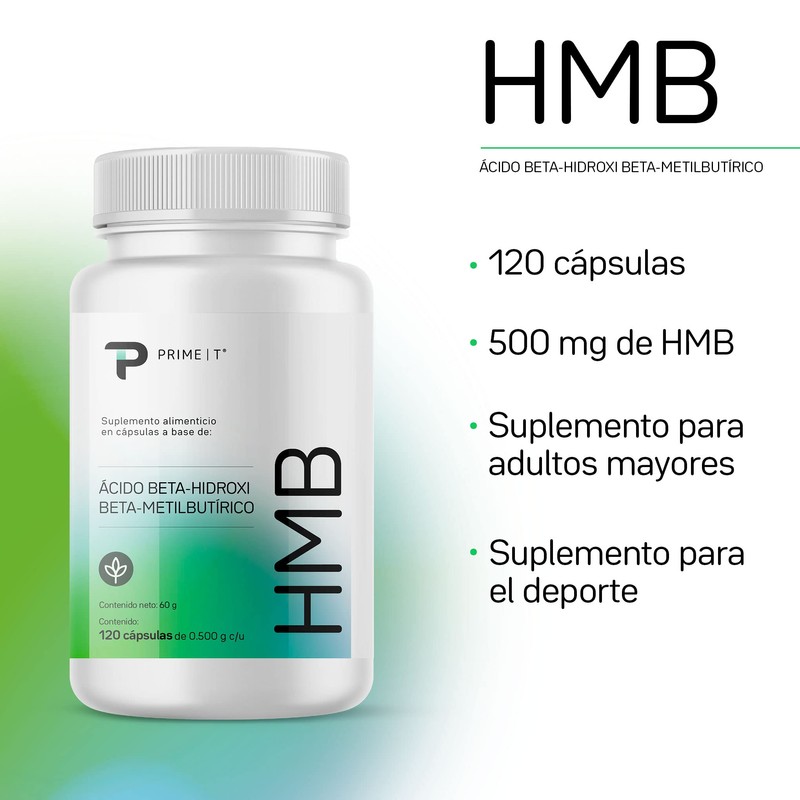 HMB Ácido Beta-Hidroxi Beta-Metilbutírico 120 cápsulas de 500 mg c/u