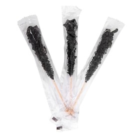 Bayside Candy Rock Candy Wrapped Sticks – Assorted and Individual Flavors – Old-Fashioned Sugar Crystal on a Stick (12ct, Black – Black Cherry)