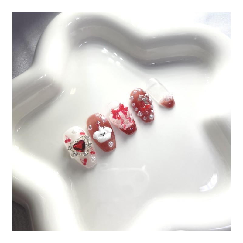 [Premium Handmade Nails] Cherry Bonbon Eau Chocolat - Stiletto /