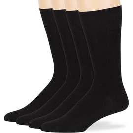 7BIGSTARS KINGDOM Men's Viscose From Bamboo Dress Socks - 4 Pack - Breathable Casual Crew Business Seamless Solid - Sock Size 10-13 Shoe 9-12 L Black