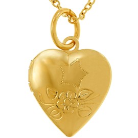 LIFETIME JEWELRY Tiny Heart Locket Necklace That Holds Pictures -Jewelry Small Photo Locket - 24k Gold Plated Cute Pendant Necklace for Women- Choice of Charm With Chain