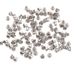 200 ojales pequeños de 2 mm, ojales con respaldo automático para manualidades, ropa, piel, lona (3 mm, plateado)