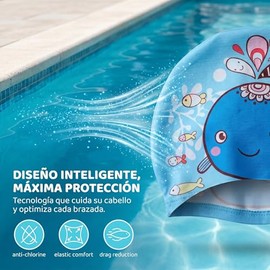 Toddmomy Gorro De Baño Unisex De 2 Piezas para Niños Y Niñas Material Y Cómodo para Proteger El Cabello De Los Daños, Diseño de Dibujos Animados