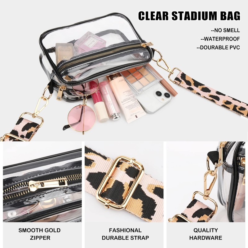 WEDDINGHELPER Clear Crossbody Bag, Clear Bag Stadium Approved Clear Purse