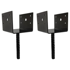 U Shaped 6x6 Deck Post Concrete Anchor Spike, Fence Post Base, Black Powder Coated (2 Pack)