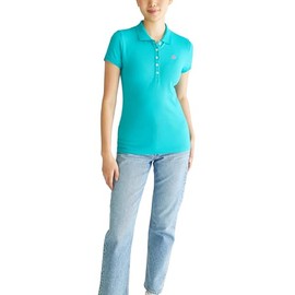 AEROPOSTALE Women's Aero Solid A87 Polo, Aqua Dream, Small