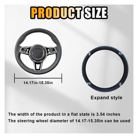 Bling Soft Leather Steering Wheel Cover, 15 Inch Colorful Rhinestones Auto Elastic Protector with Crystal Diamond for Women Girls, Car Accessories for Most Cars, SUVs (Black)