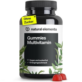 natural elements Gummies Multivitamin – 120 fruchtige Gummibärchen – natürliches Aroma – mit 12 Vitaminen und Mineralstoffen (Vitamin C, D3, Biotin, Folsäure, Zink & mehr) – in Deutschland produziert & laborgeprüft