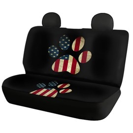 Howilath Vintage American Flag Dog Paw July of 4Th Print Car Seat Covers Full Set of 4 Pack,Front and Back Rear Bench Covers,Auto Accessories Interior Decor