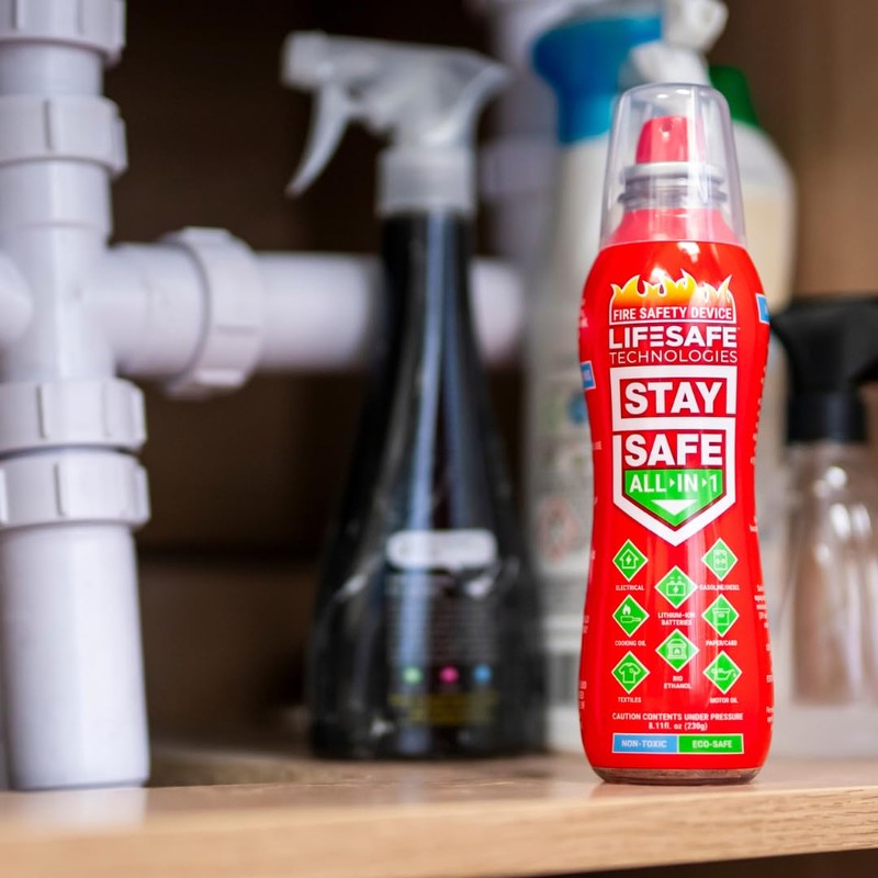 LifeSafe Technologies StaySafe All-in-1 Portable Fire Extinguisher, Compact Fire Spray