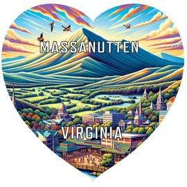Massanutten Virginia Travel Souvenir Destination Die Cut Heart Shaped Fridge Magnet 4-Inch