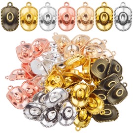 42pcs Alloy Western Cowboy Hat Pendant Charms Antique Tibetan Cowboy Hat Shape Charms Craft Supplies for DIY Bracelet Necklace Keychains Jewelry Making, 7 Colors