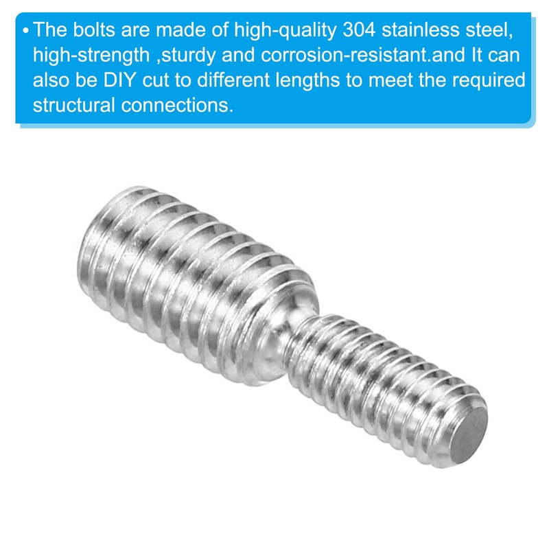 PATIKIL 5 Pack M4*M6*20 Double End Thread Stud Bolts 304