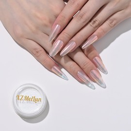 XZMeiLun Chameleon Chrome Nail Powder, Big-Capacity 0.8g Aurora Green Turns Purple Mermaid Aurora Powder Pigment Pearlescent Nail Art Glitter Decoration, Can mixed With Builder Gel Nail Polish For Use