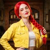ESUNO 25Inch Long Red Braided Wig Cowgirl Wigs Red Cowboy