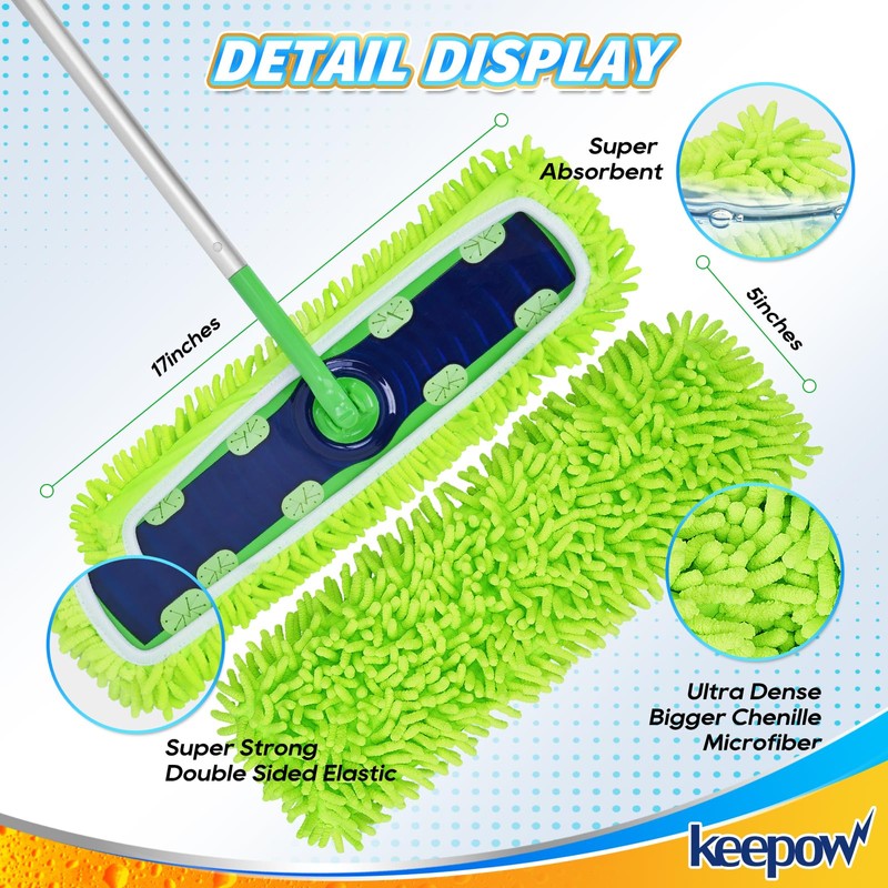 KEEPOW Reusable XL Mop Pads Compatible with Swiffer XL Sweeper,