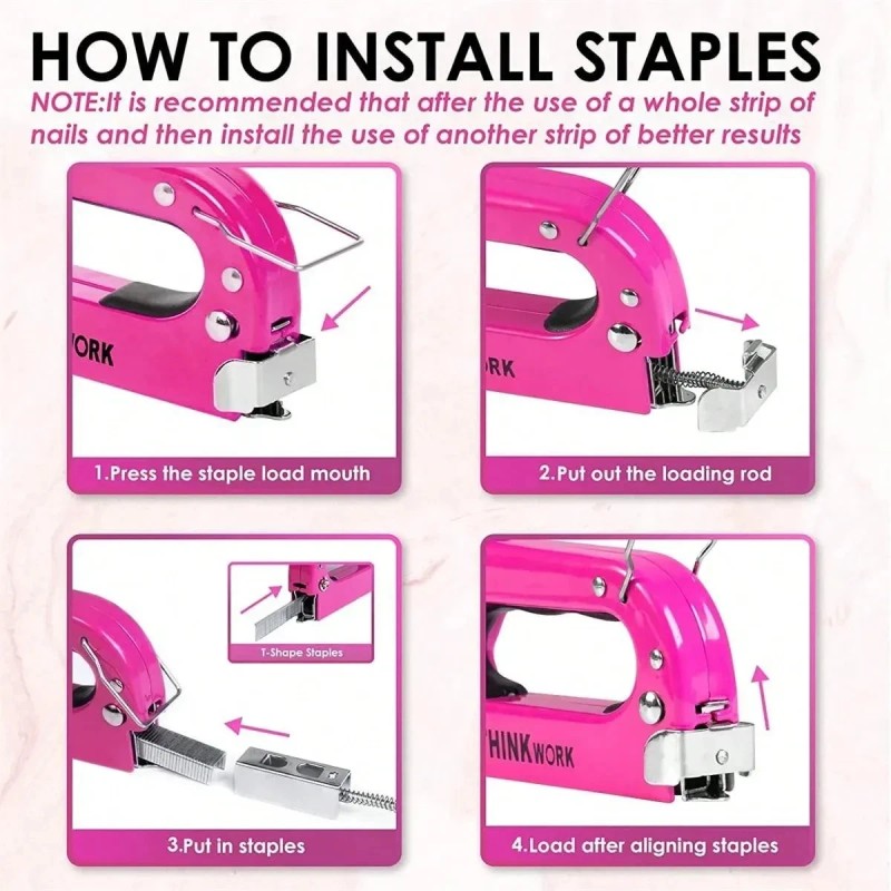 THINKWORK Pink Staple Gun Tool Set 25 Piece Home Tool
