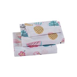 Linen Plus Sheet Set Kids/Teens Flamingo Pineapple Banana Watermelon Hibiscus Tropical Leaf Pink Yellow White New # Hello Summer (Queen)