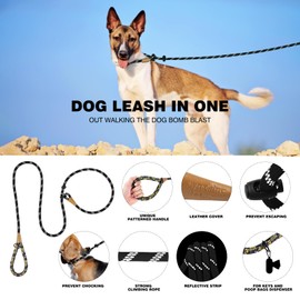 lynxking Slip Lead Dog Leash Reflective, 6 FT x 3/8" Heavy Duty Comfortable Strong Rope Leash for Large, Medium Dogs, No Pull Pet Training Leash