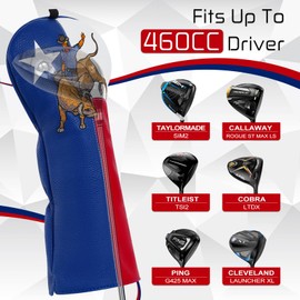 LZFAN Golf Club Head Cover Golf Head Cover Driver Headcover Fairway Wood Headcover Hybrid Club Head Cover Texas