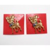 Holiday Traditions Two New Christmas Holiday Reindeer Brooch Pins with