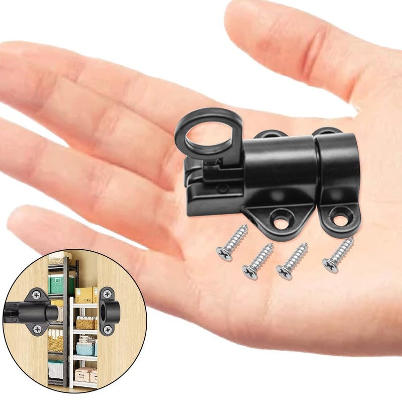 Ruidee Pack of 4 Automatic Door Latch Black Aluminium Spring