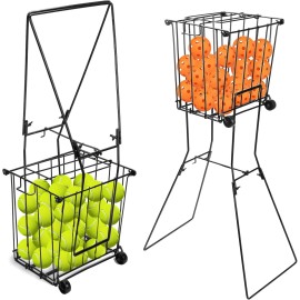 Portable Pickleball Tennis Ball Collector Hoppers with Wheel Retriever Basket