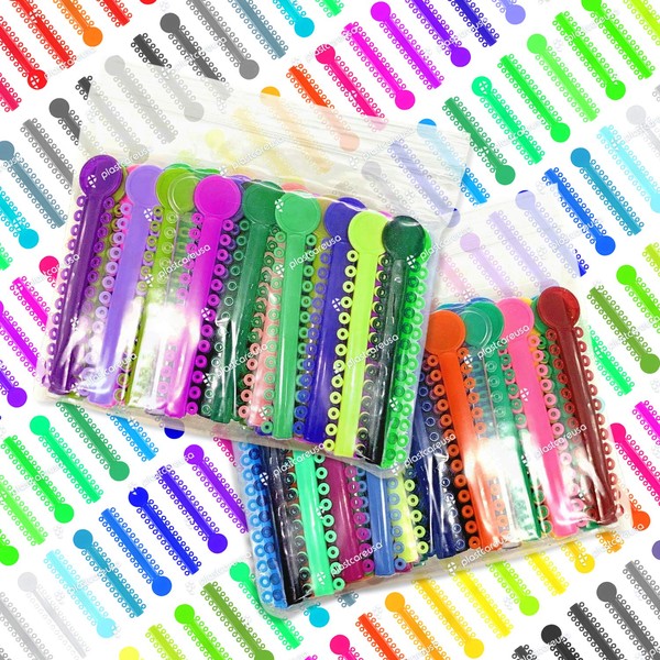 2080 Assorted Dental Ligature Elastic Rubber Ties Orthodontic Bands for Braces Brackets (2 Bags of 1040)