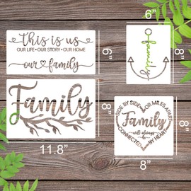Family Stencils for Painting on Wood Reusable Welcome Stencil Drawing Templates for Fabric Canvas DIY Crafts Decor