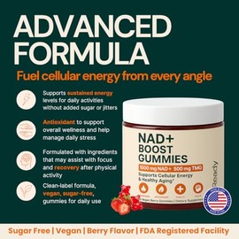 b.Ready Gomitas NAD+, suplemento NAD de 1000 mg de alta calidad con 500 mg de TMG, semilla de uva y extracto de pimienta negra - NAD+ para un envejeci