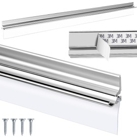 BSFRNF 30" Chrome Framed Shower Door Replacement Drip Rail with Vinyl Sweep Door Water Deflector, Applied Mounting Tape and Screws (30Inch)