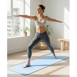Tapete de yoga antideslizante de 6 mm de grosor, TPE con correa de transporte, entrenamiento en casa, tapete ligero de viaje para pilates, mujer, tape