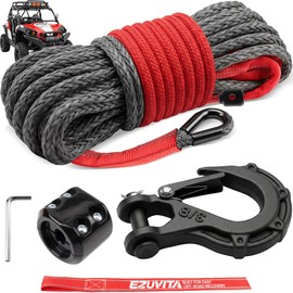 EZUVITA 1/4" x 50ft Synthetic Winch Rope Kit