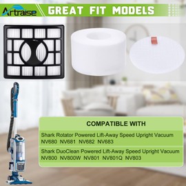Artraise Duo Clean Filter Replacement for Shark Rotator Powered Lift-Away Speed DuoClean Vacuum NV680 NV681 NV682 NV683 NV800 NV800W NV801 NV803 UV810 Replaces Part # XHF680 & XFF680