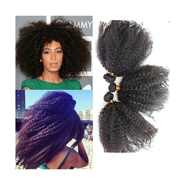 Unprocessed 12"-20'' Virgin Mongolian Afro Kinky Curly Human Hair Extensions for Black Women (12")