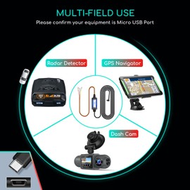 Dash Cam Hardwire Kit Cable - 13ft COOAU Dashcam Hard Wire Micro USB Ports for Car with ACC Detection 24H Parking Monitoring | 3 Fuses Types for Dash Camera D30S M53 D20 D20S(CH410)