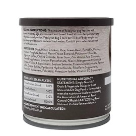 SIMPLY NOURISH Duck and Vegetable Minced Adult Wet Dog Food, 10 Ounce Can