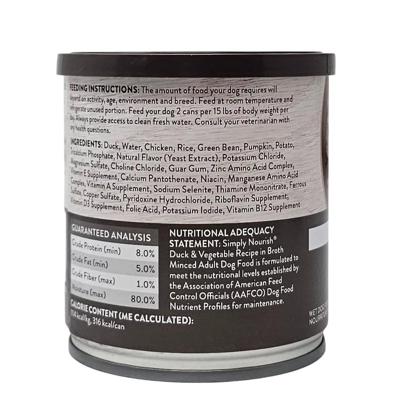 SIMPLY NOURISH Duck and Vegetable Minced Adult Wet Dog Food,