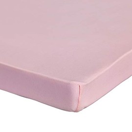Pack n Play - Sábana bajera ajustable - Super suave, 100% algodón de punto natural - 68,5 x 99 cm - para niños y niñas, se adapta a colchones Pack n Play, Playard y plegables - Dobladillo elástico cubierto - Color rosa sólido