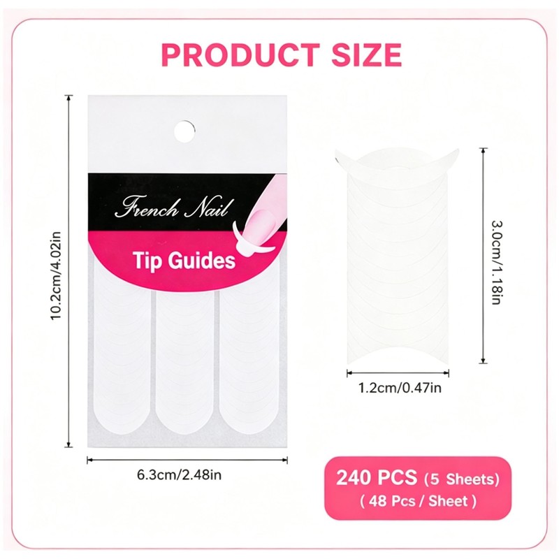240Pcs French Manicure Nail Art Tip Guide Stickers
