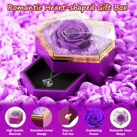 tenlede Preserved Rose with I Love You Necklace - Womens Rose Gifts for Valentines Day,Birthday Gifts - Preserved Flowers Rose Gifts for Mom - Anniversary Birthday Gifts for Wife