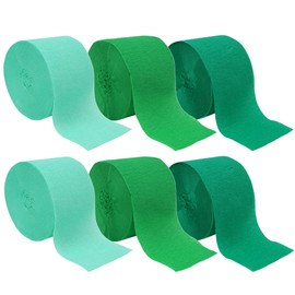 NPI Crepe Paper Party Garland Streamers - 81 Feet Length x 1.75 Inch Width (6-Count, Jungle Green Combo)
