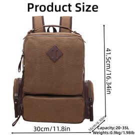 RichMoro Vintage Canvas Backpack Casual Travel Rucksack Fit 15.6 Inch Laptop Travel Rucksack Hiking Camping Backpack (Coffee)