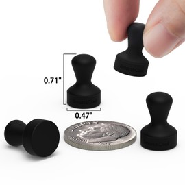 SMART&COOL Black 35 Strong Silicone Anti Scratch Push Pin Fridge Magnets, Magnets for Refrigerator, Whiteboard, Kitchen, School