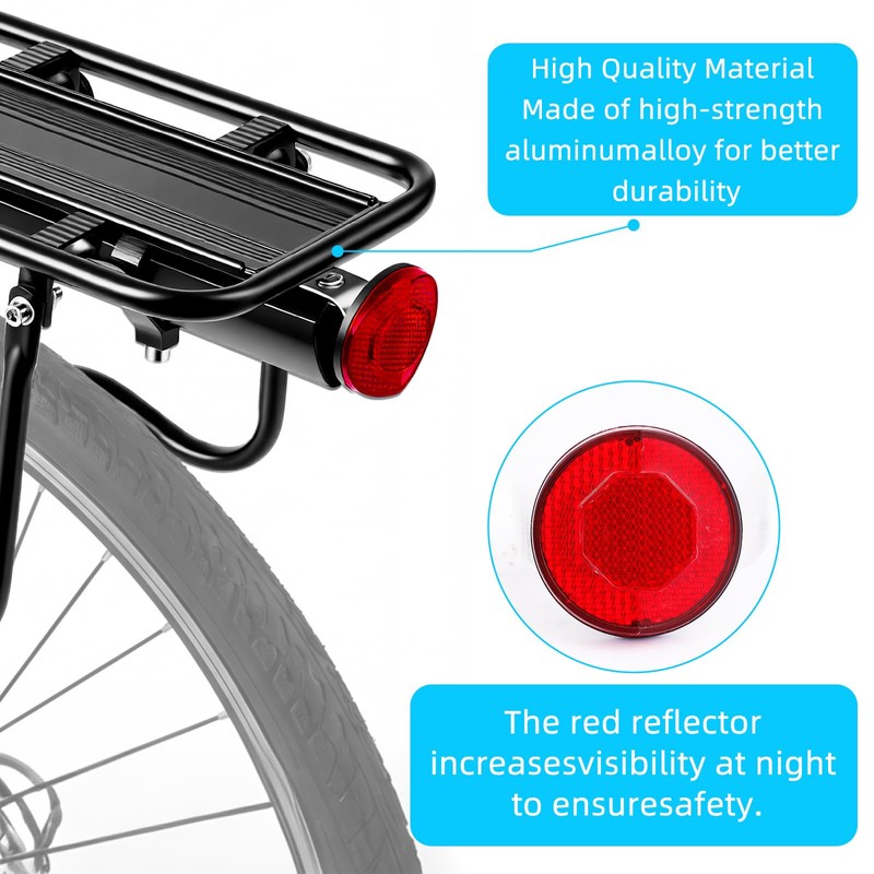 Rear Bike Rack, Adjustable Bike Cargo Rack with Quick Release,