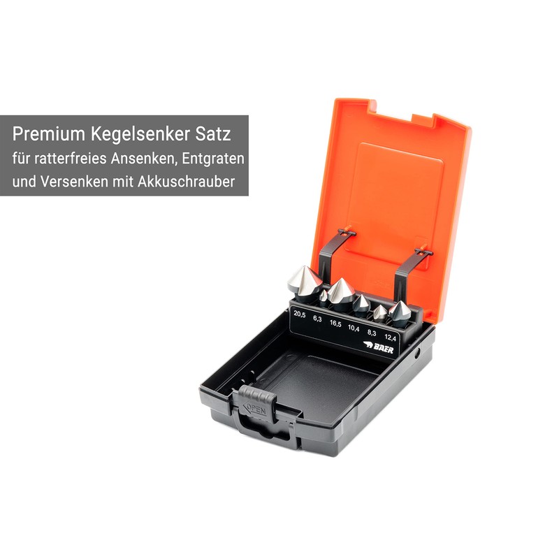 BAER HSSG 90° Bit Countersink Set 6.3-20.5 mm for Cordless