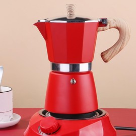 Moka Pot, Italian Coffee Pot 6 cup/10 OZ Stovetop Espresso Maker Coffee Maker - Red