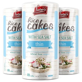 LIEBERS Snack Sea Salt Rice Cakes, Dairy Free, Wheat Free, Gluten Free, And Vegan options Kosher Certified, (3-Pack)