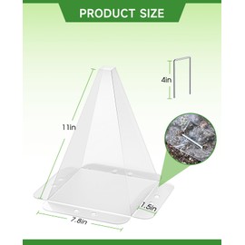 SENWELL-KA 60 Pack Garden Cloches for Plants - Clear Reusable Plastic Seedling Covers with 120 Metal Stakes - Mini Greenhouse Plant Bell Covers for Frost, Sun, Pests Protection(7.8" x 11")