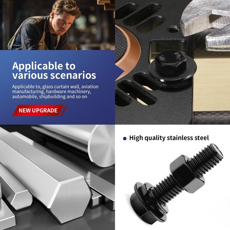 1/4-20 x 4 Hex Head Screw Bolt, Nuts, Flat &
